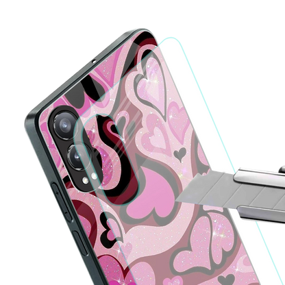 Y2K Magenta Meltdown Hearts stylish phone case for oneplus nord ce 4 lite | glossy glass and slim fit
