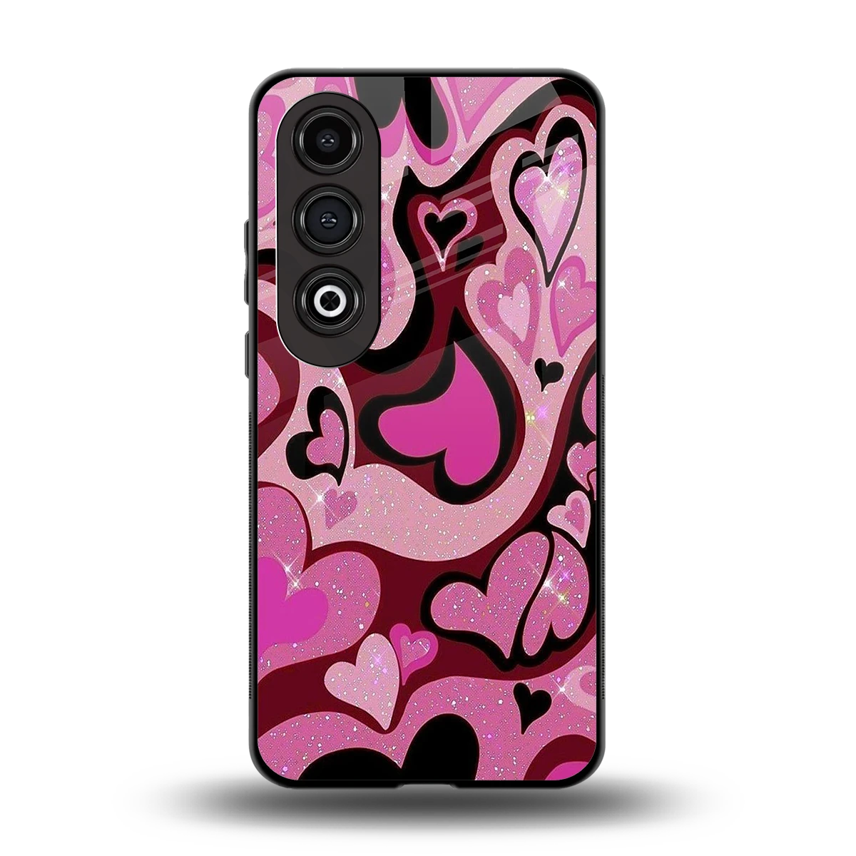 Y2K Magenta Meltdown Hearts back phone cover | glass case for oneplus nord ce 4