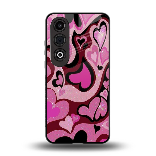 Y2K Magenta Meltdown Hearts back phone cover | glass case for oneplus nord ce 4