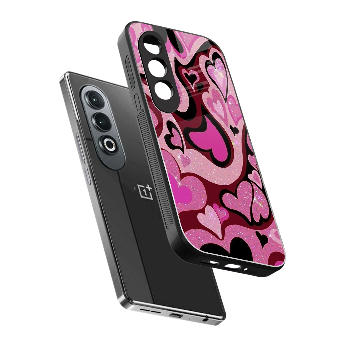 Y2K Magenta Meltdown Hearts sleek oneplus nord ce 4 cover with tempered glass back and TPU edges