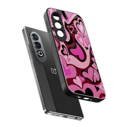 Y2K Magenta Meltdown Hearts sleek oneplus nord ce 4 cover with tempered glass back and TPU edges
