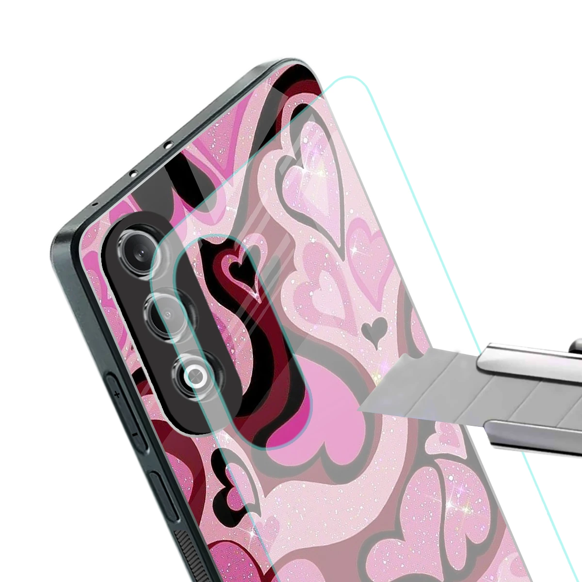 Y2K Magenta Meltdown Hearts stylish phone case for oneplus nord ce 4 | glossy glass and slim fit