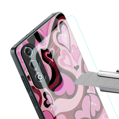 Y2K Magenta Meltdown Hearts stylish phone case for oneplus nord ce 4 | glossy glass and slim fit