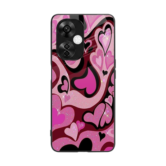 Y2K Magenta Meltdown Hearts back phone cover | glass case for oneplus nord ce 3 lite