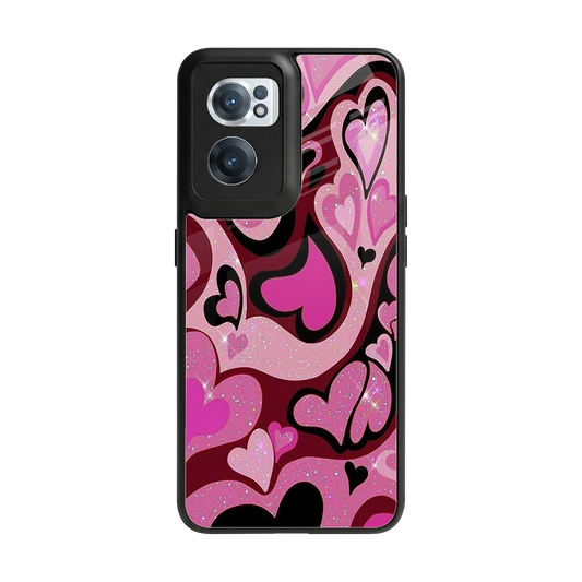 Y2K Magenta Meltdown Hearts back phone cover | glass case for oneplus nord ce 2