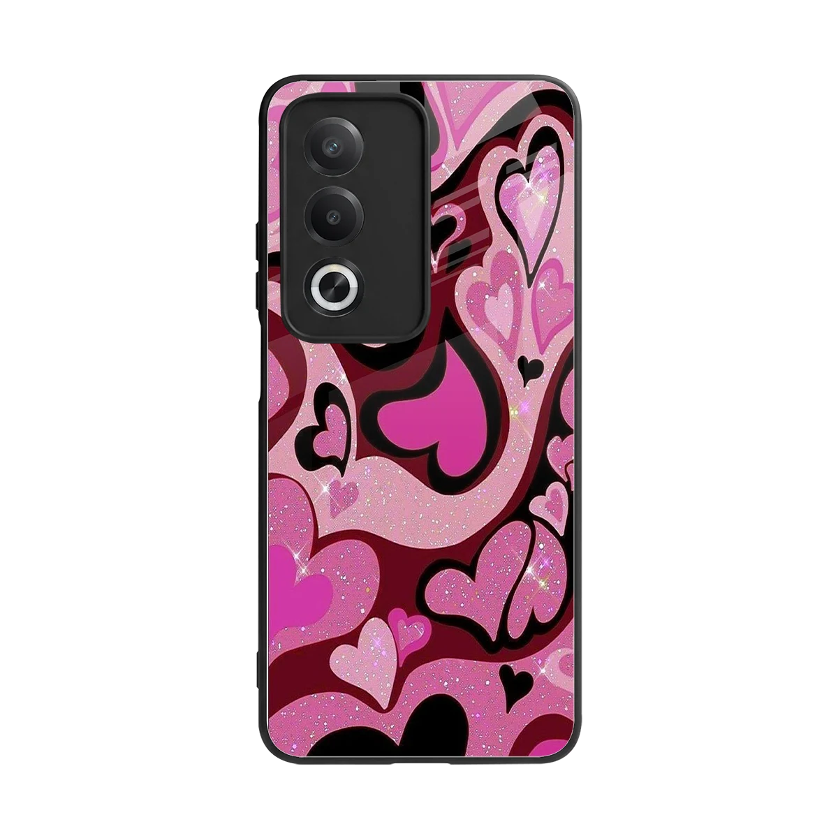 Y2K Magenta Meltdown Hearts back phone cover | glass case for oppo a3 pro