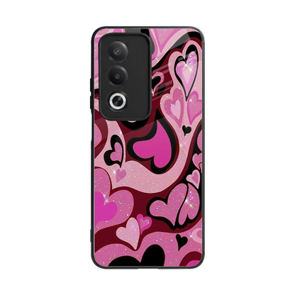 Y2K Magenta Meltdown Hearts back phone cover | glass case for oppo a3 pro