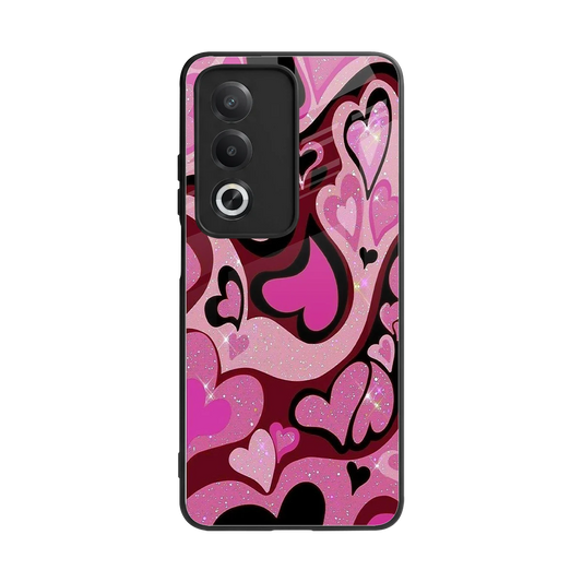 Y2K Magenta Meltdown Hearts back phone cover | glass case for oppo a3 pro