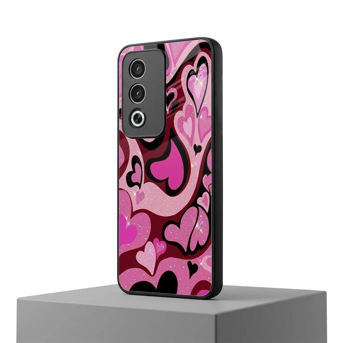 Y2K Magenta Meltdown Hearts oppo a3 pro mobile cover | shockproof glass phone case