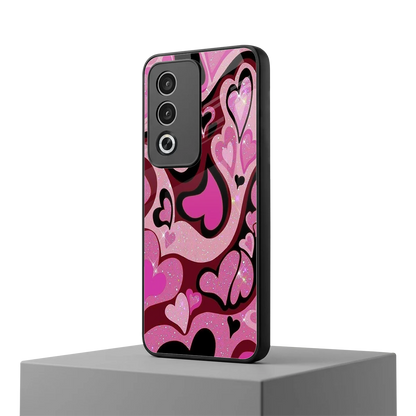Y2K Magenta Meltdown Hearts oppo a3 pro mobile cover | shockproof glass phone case