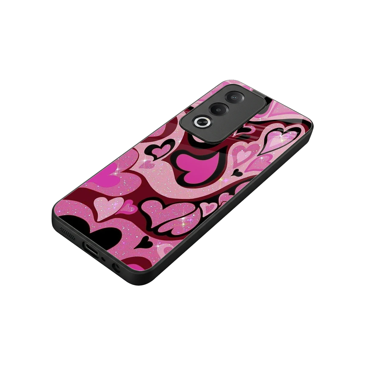 Y2K Magenta Meltdown Hearts stylish phone case for oppo a3 pro | glossy glass and slim fit