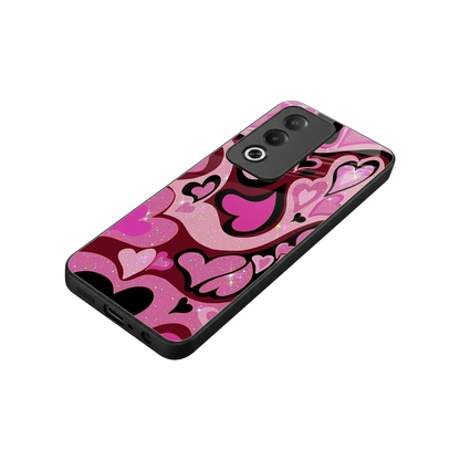 Y2K Magenta Meltdown Hearts stylish phone case for oppo a3 pro | glossy glass and slim fit