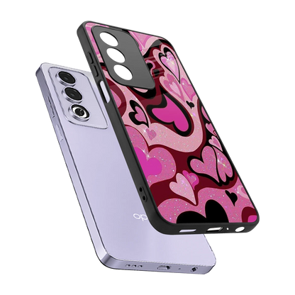 Y2K Magenta Meltdown Hearts sleek oppo a3 pro cover with tempered glass back and TPU edges
