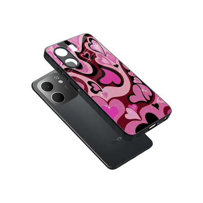 Y2K Magenta Meltdown Hearts sleek oppo a5x 5g cover with tempered glass back and TPU edges