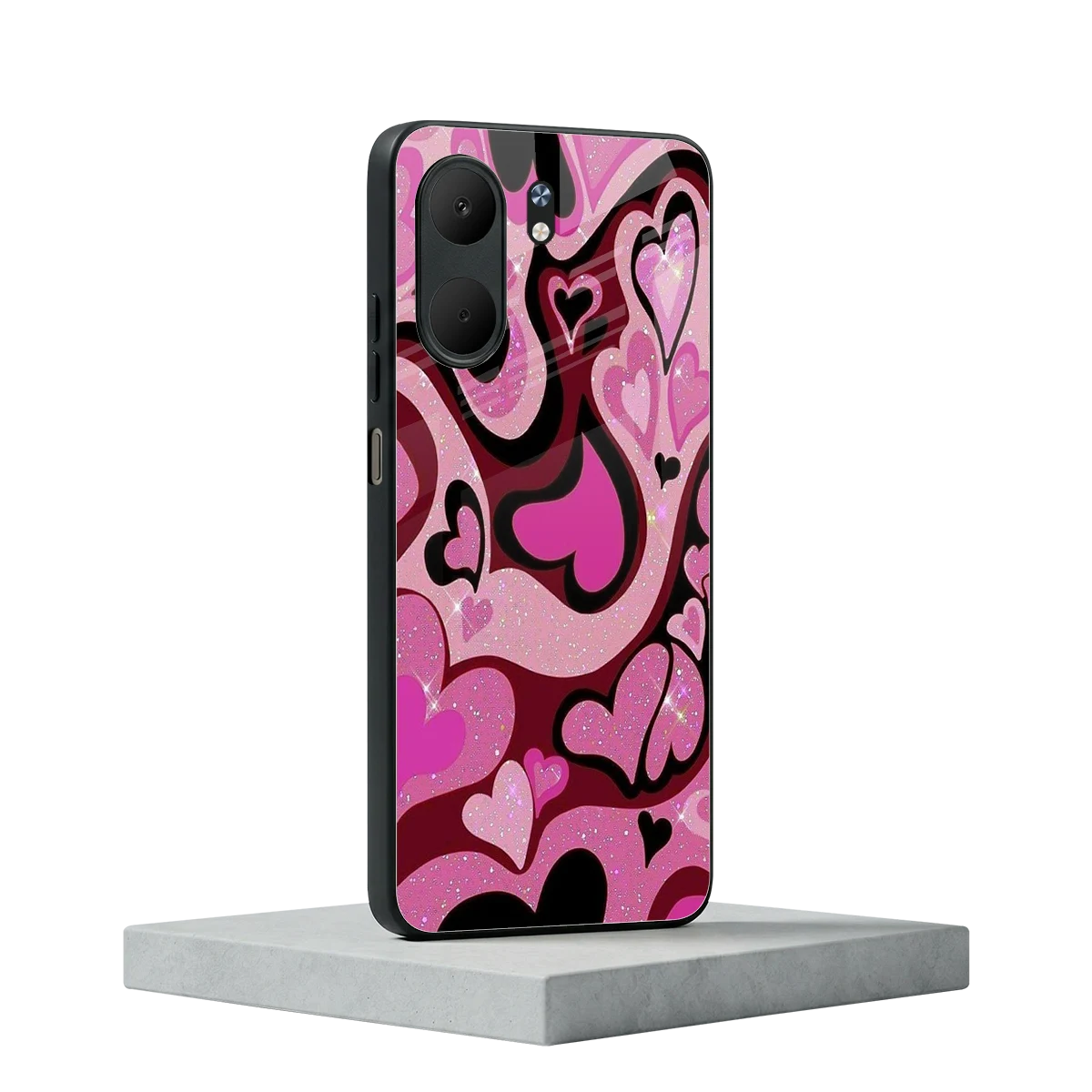 Y2K Magenta Meltdown Hearts oppo a5x 5g mobile cover | shockproof glass phone case
