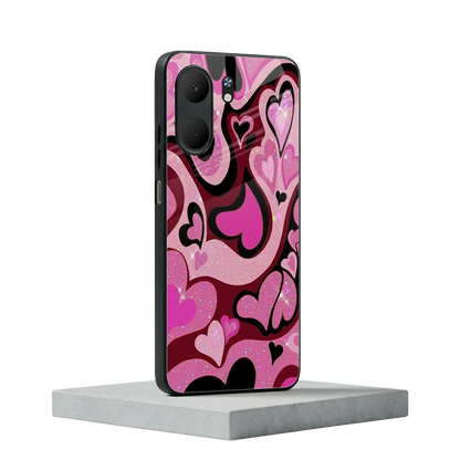Y2K Magenta Meltdown Hearts oppo a5x 5g mobile cover | shockproof glass phone case