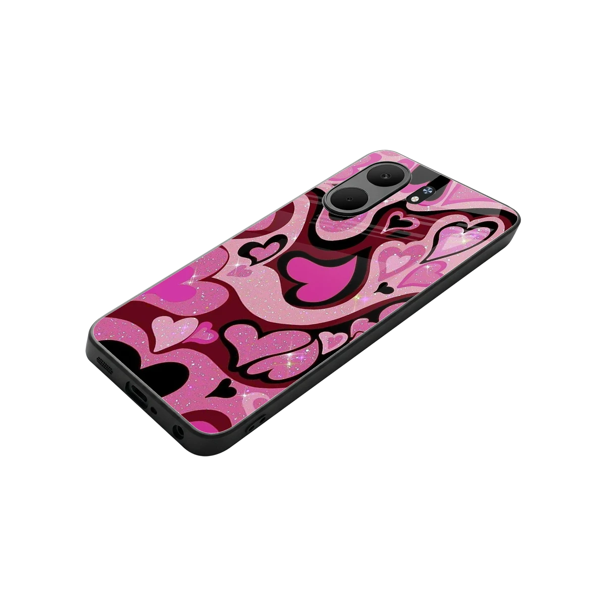 Y2K Magenta Meltdown Hearts stylish phone case for oppo a5x 5g | glossy glass and slim fit