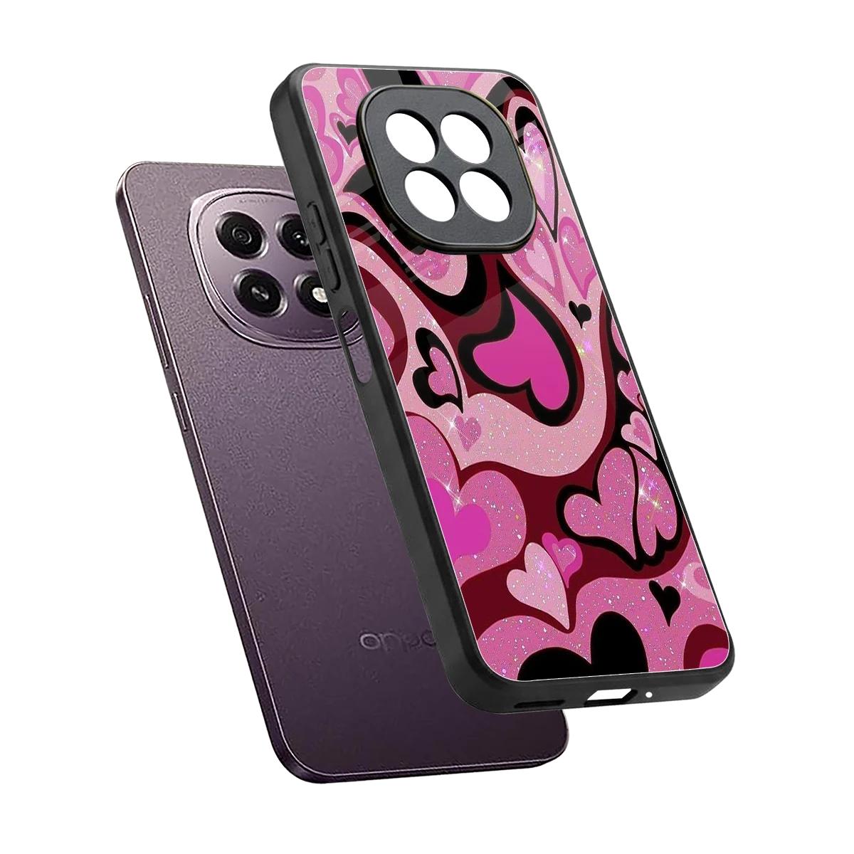 Y2K Magenta Meltdown Hearts sleek oppo f29 5g cover with tempered glass back and TPU edges
