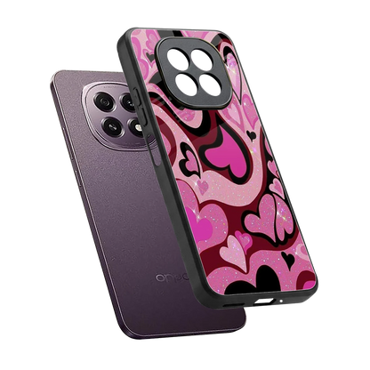 Y2K Magenta Meltdown Hearts sleek oppo f29 5g cover with tempered glass back and TPU edges