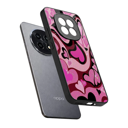 Y2K Magenta Meltdown Hearts sleek oppo f29 pro 5g cover with tempered glass back and TPU edges