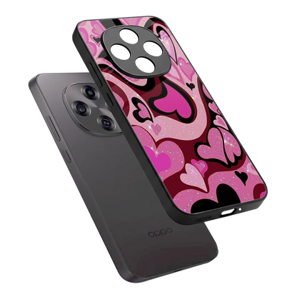 Y2K Magenta Meltdown Hearts sleek oppo f31 pro 5g cover with tempered glass back and TPU edges