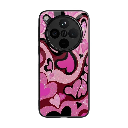 Y2K Magenta Meltdown Hearts back phone cover | glass case for oppo find x8