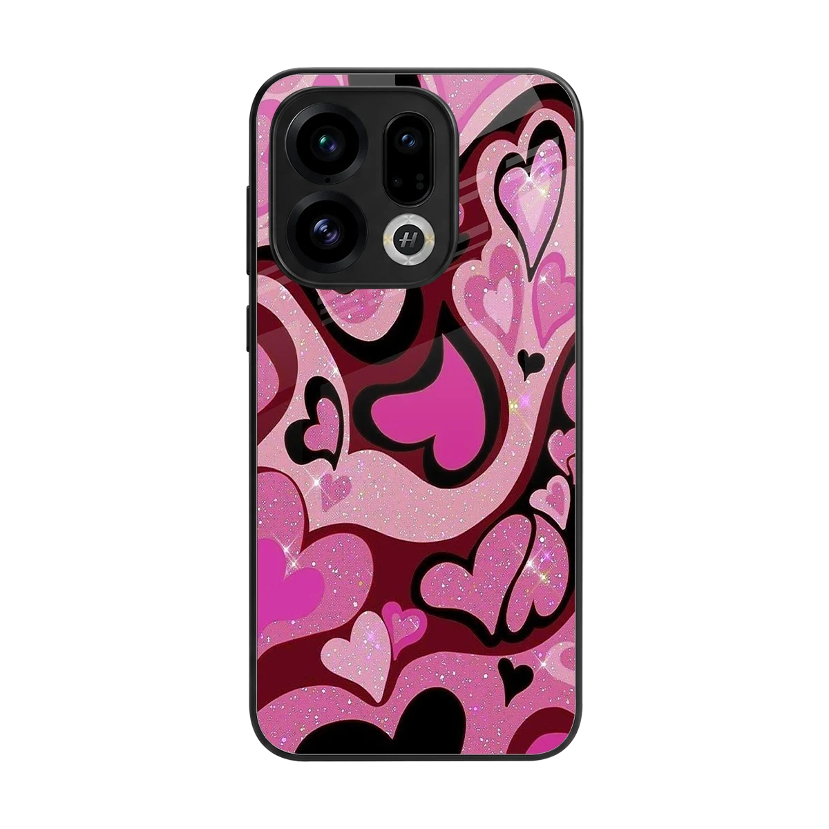 Y2K Magenta Meltdown Hearts back phone cover | glass case for oppo find x9