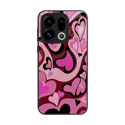 Y2K Magenta Meltdown Hearts back phone cover | glass case for oppo find x9