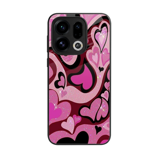 Y2K Magenta Meltdown Hearts back phone cover | glass case for oppo find x9