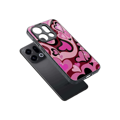 Y2K Magenta Meltdown Hearts sleek oppo find x9 cover with tempered glass back and TPU edges