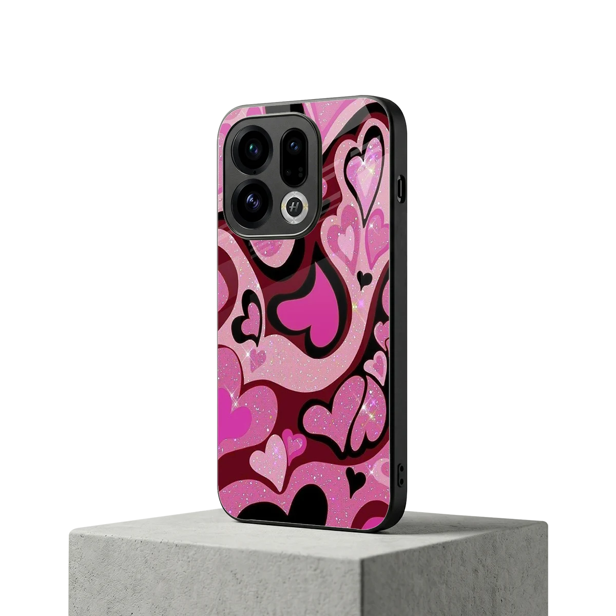 Y2K Magenta Meltdown Hearts oppo find x9 mobile cover | shockproof glass phone case