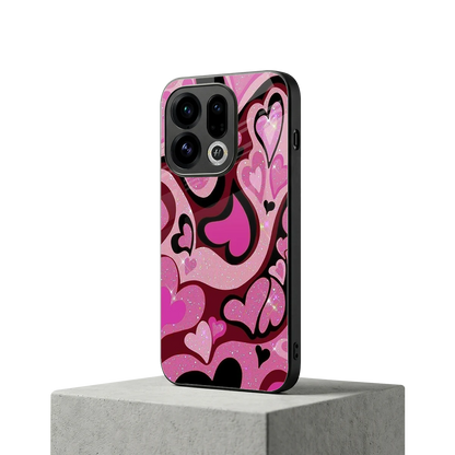 Y2K Magenta Meltdown Hearts oppo find x9 mobile cover | shockproof glass phone case
