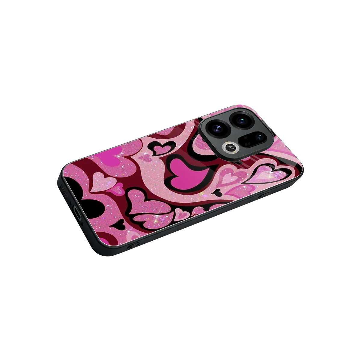 Y2K Magenta Meltdown Hearts stylish phone case for oppo find x9 | glossy glass and slim fit