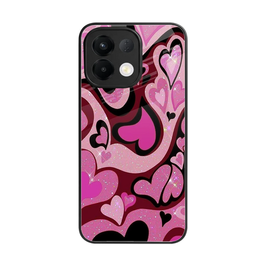 Y2K Magenta Meltdown Hearts back phone cover | glass case for oppo k13 5g