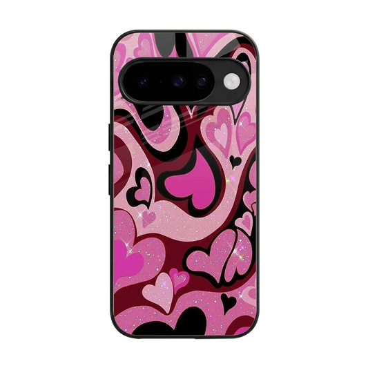 Y2K Magenta Meltdown Hearts back phone cover | glass case for google pixel 10