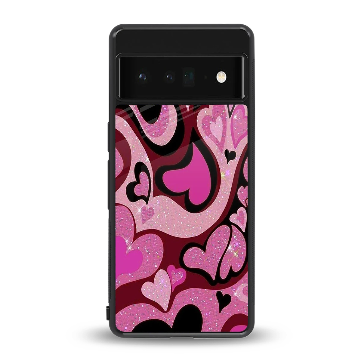 Y2K Magenta Meltdown Hearts back phone cover | glass case for google pixel 6 pro