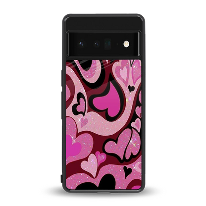Y2K Magenta Meltdown Hearts back phone cover | glass case for google pixel 6 pro