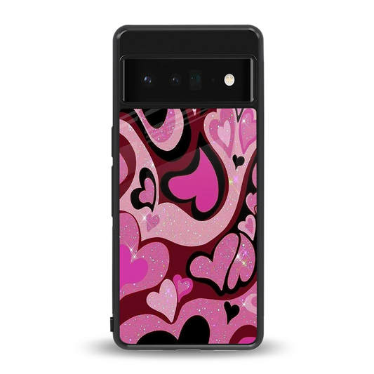 Y2K Magenta Meltdown Hearts back phone cover | glass case for google pixel 6 pro