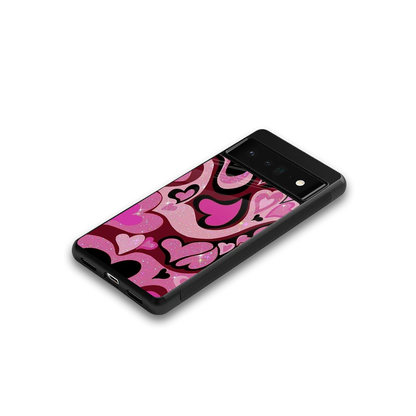 Y2K Magenta Meltdown Hearts google pixel 6 pro mobile cover | shockproof glass phone case