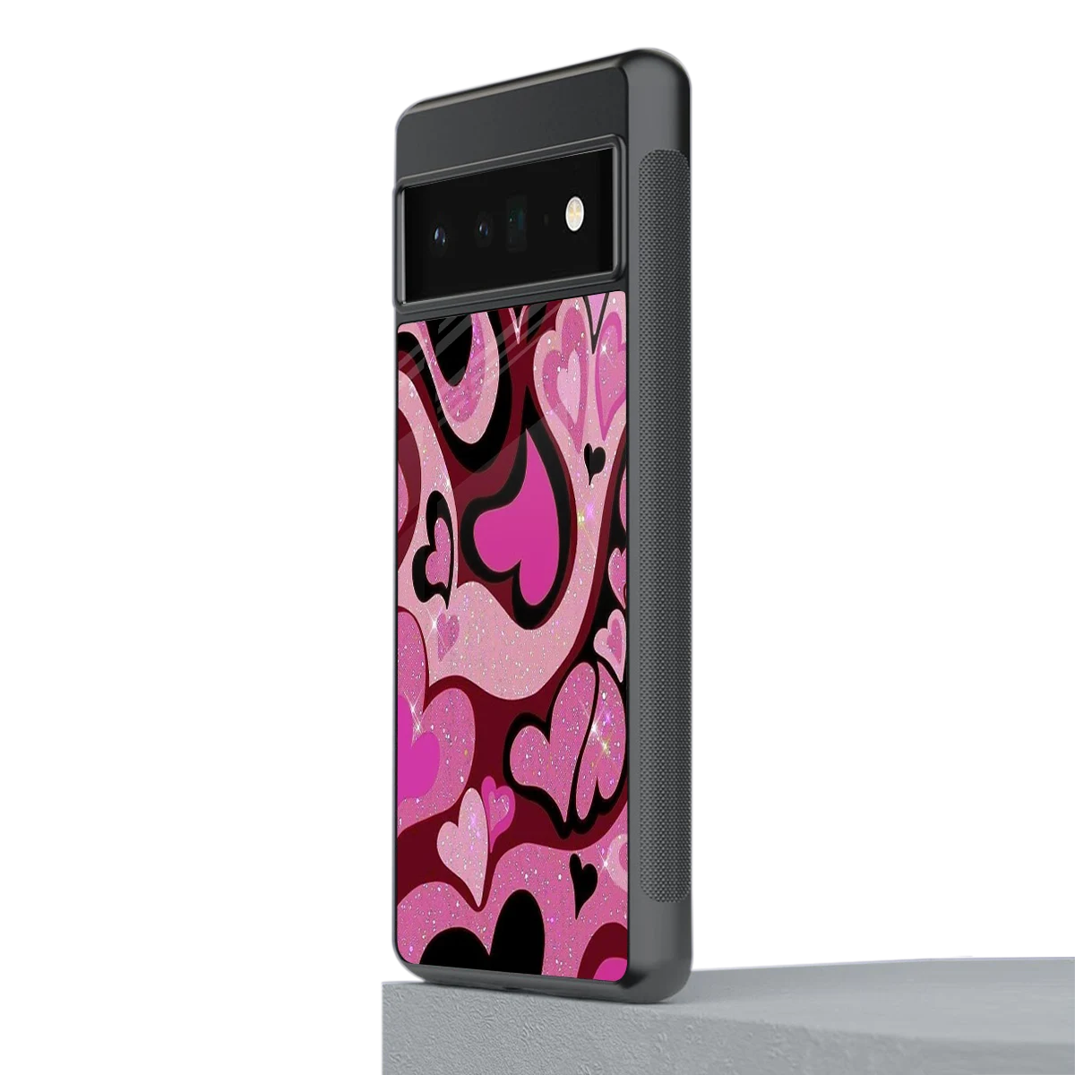 Y2K Magenta Meltdown Hearts stylish phone case for google pixel 6 pro | glossy glass and slim fit