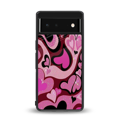 Y2K Magenta Meltdown Hearts back phone cover | glass case for google pixel 6