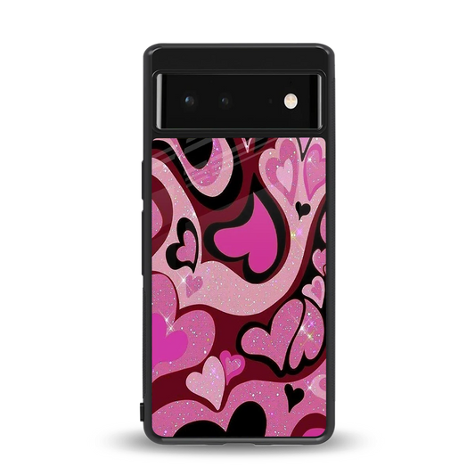 Y2K Magenta Meltdown Hearts back phone cover | glass case for google pixel 6