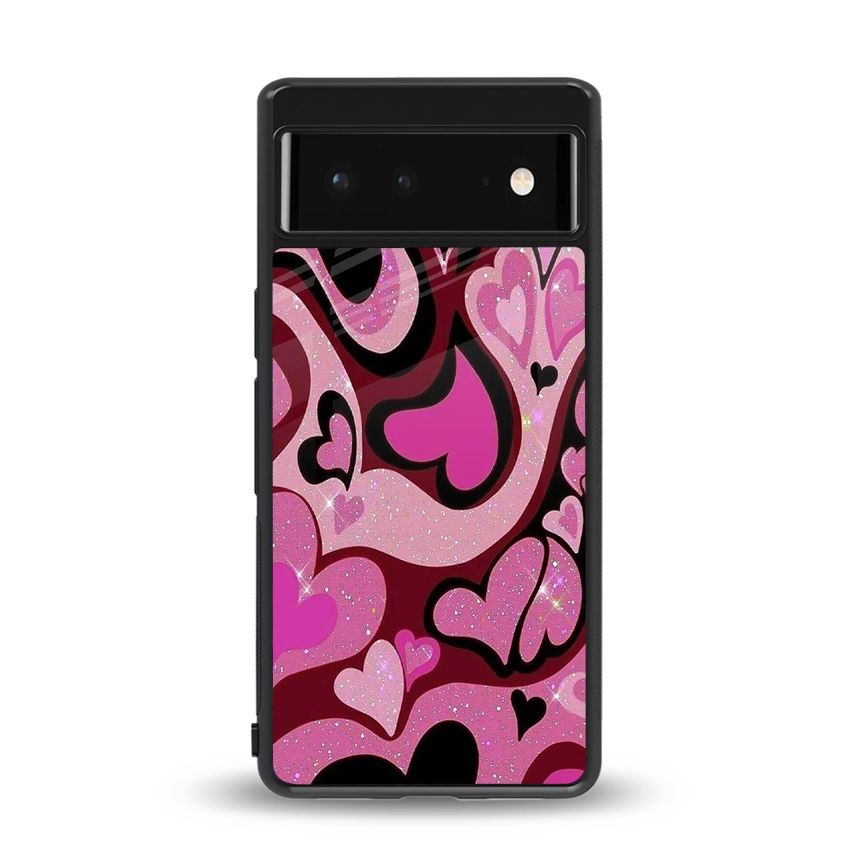 Y2K Magenta Meltdown Hearts back phone cover | glass case for google pixel 6a