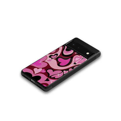 Y2K Magenta Meltdown Hearts google pixel 6a mobile cover | shockproof glass phone case