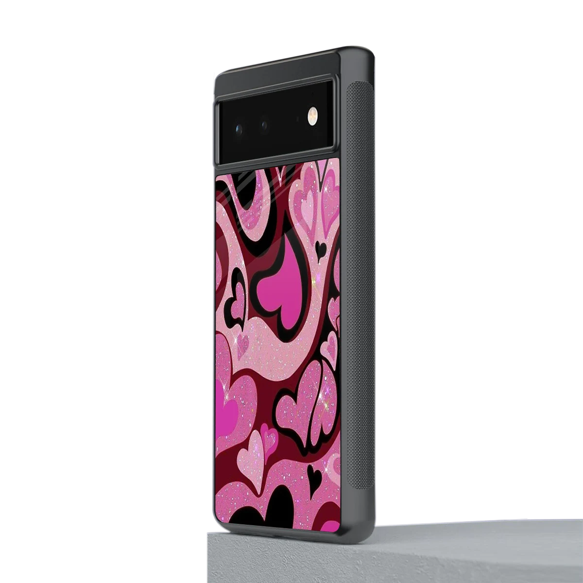 Y2K Magenta Meltdown Hearts stylish phone case for google pixel 6a | glossy glass and slim fit