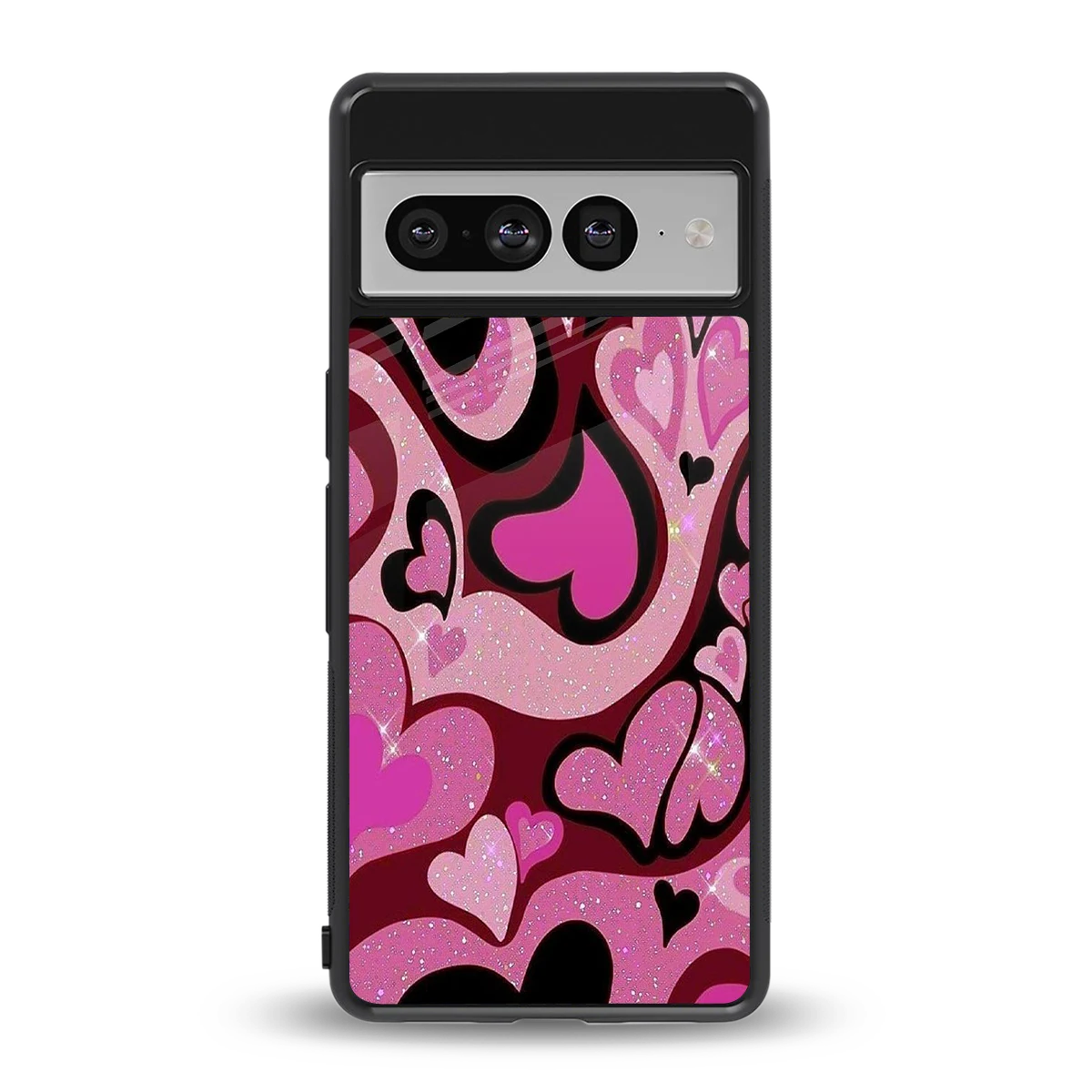 Y2K Magenta Meltdown Hearts back phone cover | glass case for google pixel 7 pro