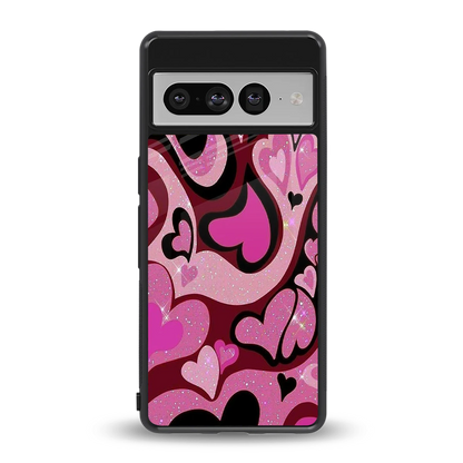 Y2K Magenta Meltdown Hearts back phone cover | glass case for google pixel 7 pro