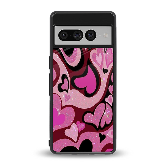 Y2K Magenta Meltdown Hearts back phone cover | glass case for google pixel 7 pro