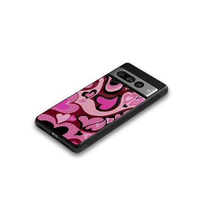 Y2K Magenta Meltdown Hearts google pixel 7 pro mobile cover | shockproof glass phone case