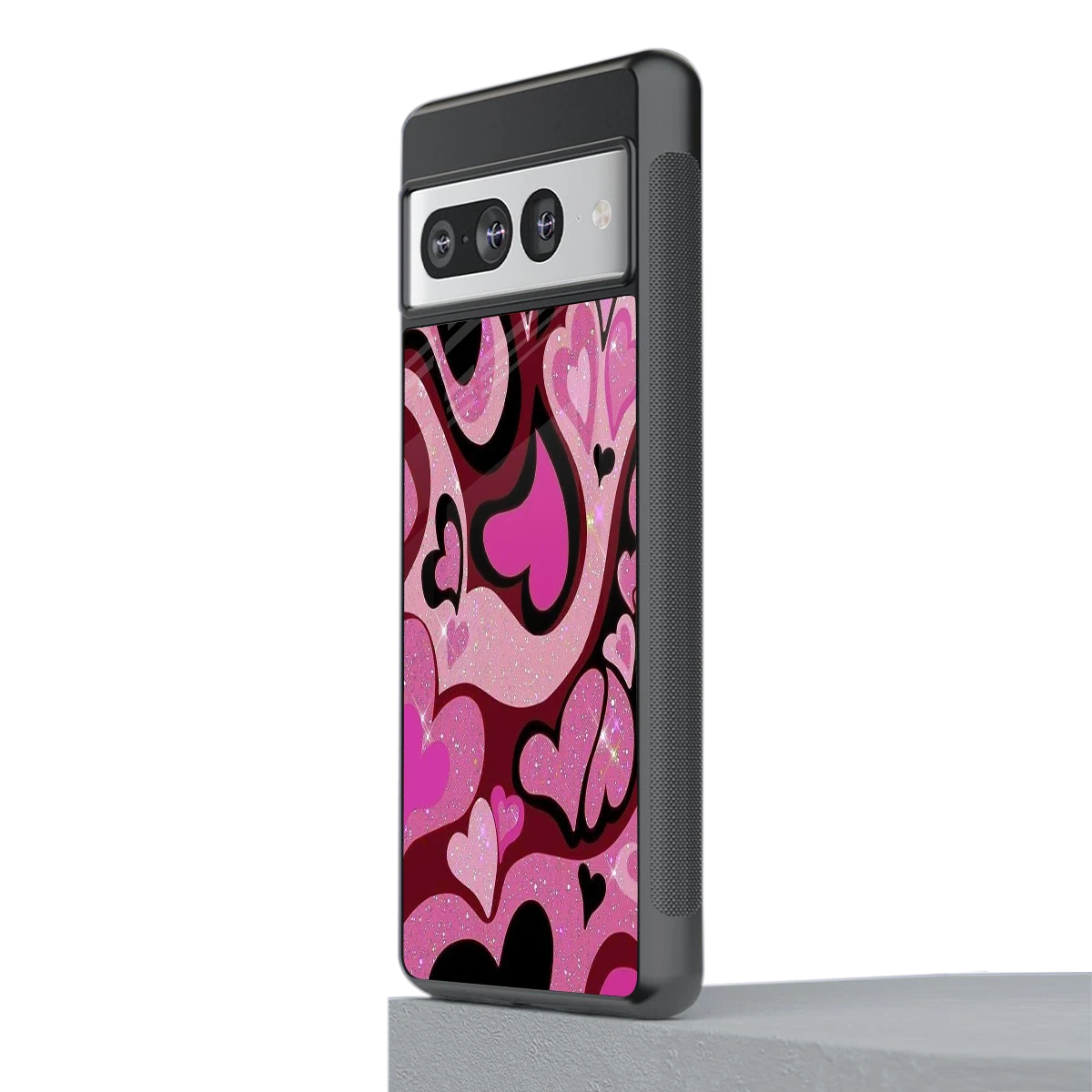 Y2K Magenta Meltdown Hearts stylish phone case for google pixel 7 pro | glossy glass and slim fit